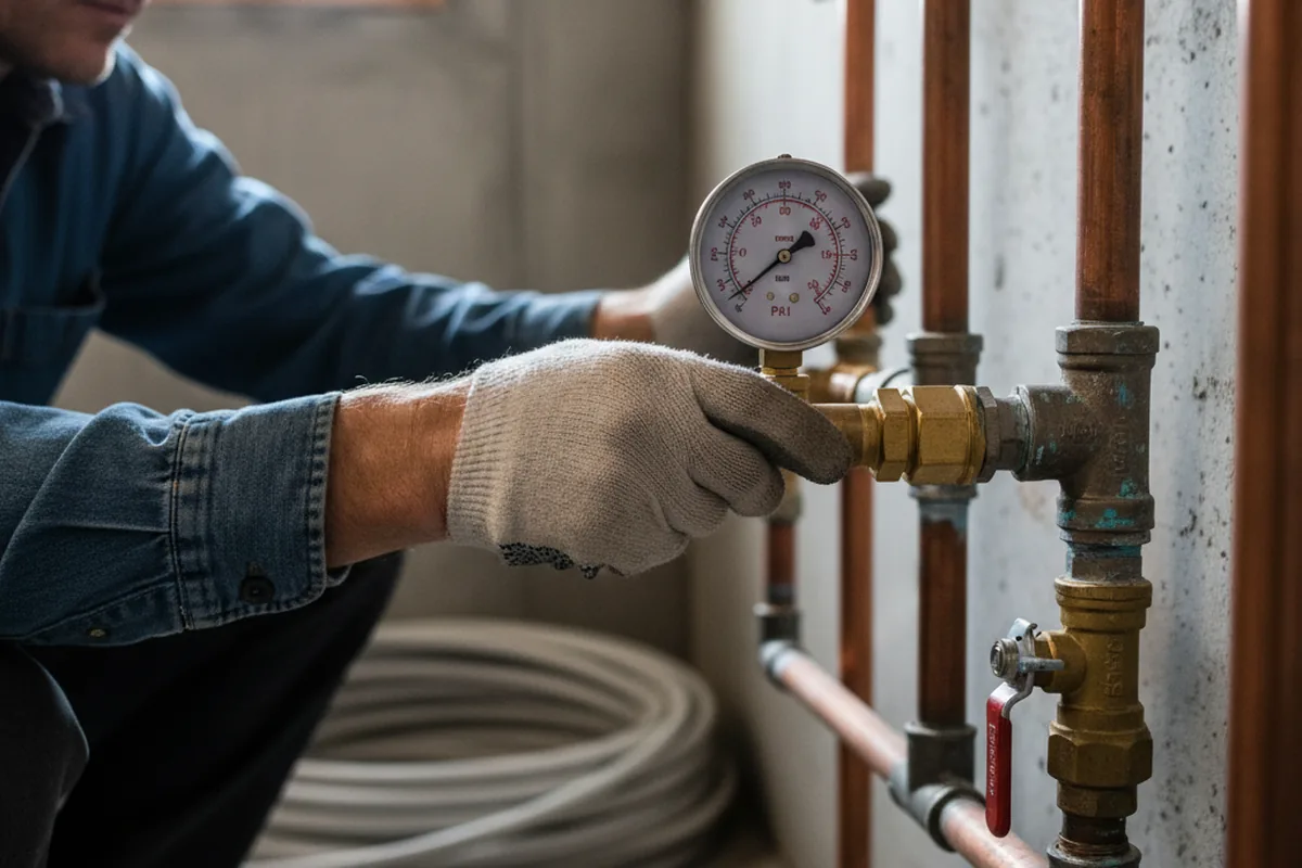 Pressure testing a repaired line during Water Line Repair in Burneyville